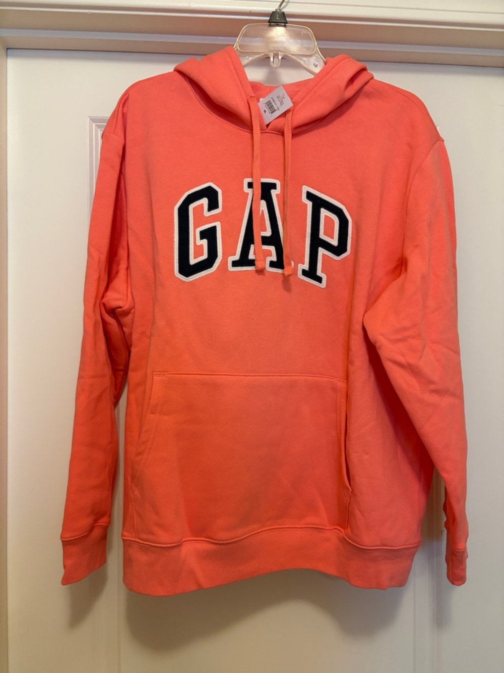 GAP Coral-Orange Logo Pullover Hoodie